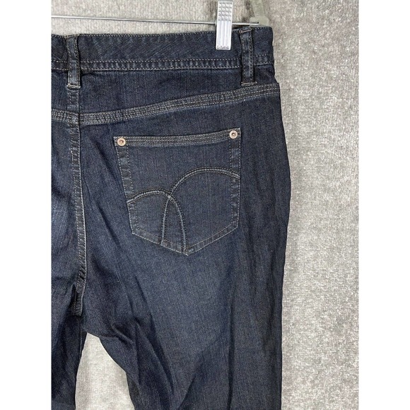 Liz Claiborne Slim Fit Straight Leg Jeans Womens Size 14 Dark Wash Blue Denim - Picture 9 of 16